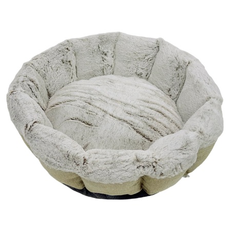 Лежак Pet Choice для собак и кошек, круглый с бортом 60х60х17 см, меховой, серый