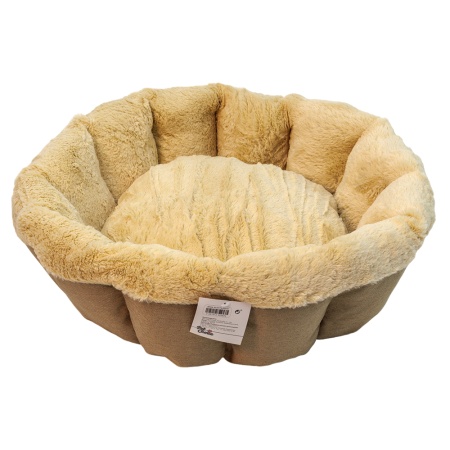 Лежак Pet Choice для собак и кошек, круглый с бортом 60х60х17 см, меховой, коричневый