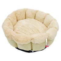 Лежак Pet Choice для собак и кошек, круглый с бортом 55х55х16 см, меховой, кремовый