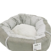 Лежак подушка Pet Choice для собак и кошек, круглый 76х76х15 см, меховой, серый