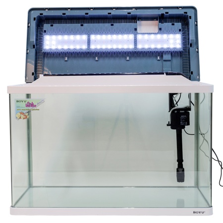 Аквариум Boyu Suspension XF-80, 128 л, панорамный, сенсорный LED светильник и фильтр, белый​