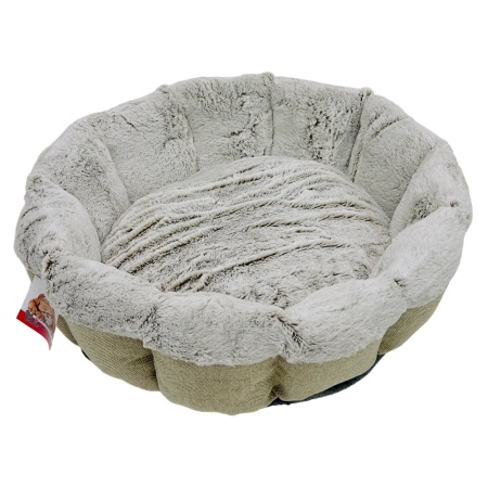 Лежак Pet Choice для собак и кошек, круглый с бортом 60х60х17 см, меховой, серый