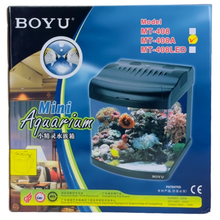 Аквариум Boyu Mini MT-408A, 32 л, с фильтром, 1 LED лампа, серый​