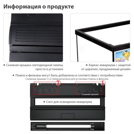 Аквариум Boyu FG-10 37 л с LED-лампой, черный​