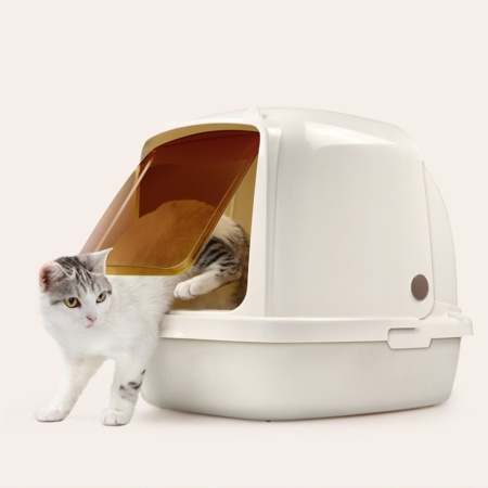Туалет-домик для кошек XL Catidea 63х48х41 см, с совком, кремовый​
