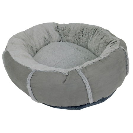 Лежак подушка Pet Choice для собак и кошек, круглый 56х56х15 см, меховой, серый