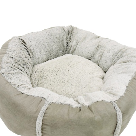Лежак подушка Pet Choice для собак и кошек, круглый 76х76х15 см, меховой, серый