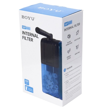 Фильтр внутренний Boyu WF600 для аквариума до 150 л многоступенчатый с аэрацией и регулятором 650 л/