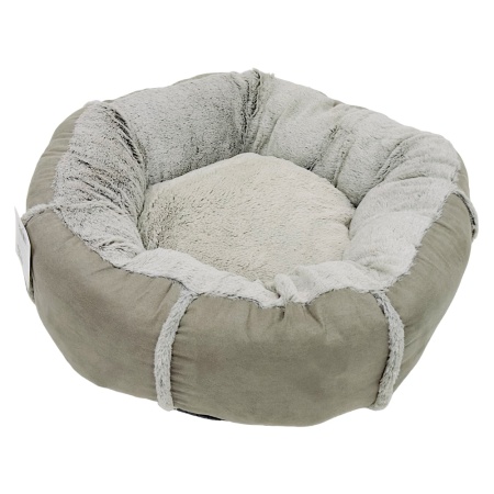 Лежак подушка Pet Choice для собак и кошек, круглый 66х66х15 см, меховой, серый